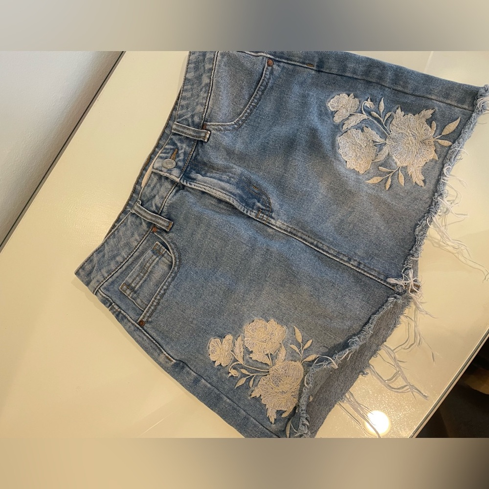 Flower jean skirt